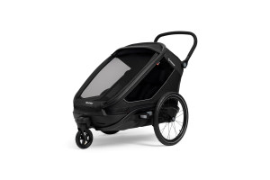 Hamax Outback Next Black – Przyczepka rowerowa podwójna dla dzieci 2w1 z amortyzacją