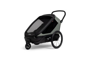 Hamax Outback Next Dusty Green – podwójna przyczepka rowerowa dla dzieci 2w1