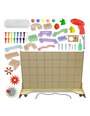 MASTERKIDZ Wolnostojąca Ściana STEM + Akcesoria Kołki Tace Klocki Narzędzia