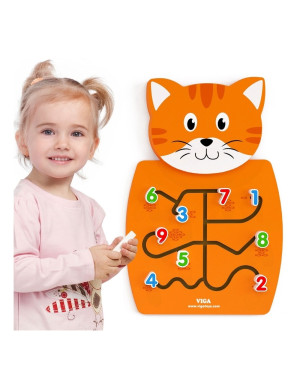 VIGA Drewniana Tablica Manipulacyjna Kotek Certyfikat FSC Montessori