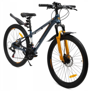 Rower MTB 26” aluminiowy Niebiesko/Pomarańczowy – Shimano 21 biegów, hamulce tarczowe | lekki rower górski do miasta i terenu
