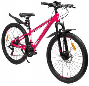 Rower MTB 26” aluminiowy Różowy– Shimano 21 biegów, hamulce tarczowe | lekki rower górski do miasta i terenu