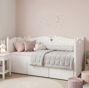 Drewniane łóżko dziecięce /sofa z trzema szufladami 90x200 Julie
