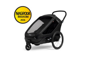 Hamax Outback Next Black – Przyczepka rowerowa podwójna dla dzieci 2w1 z amortyzacją