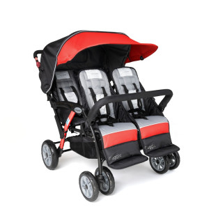 Gaggle QUAD SPORT czerwony Wózek dla 4 dzieci do żłobka i przedszkola