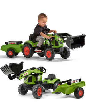 FALK Traktor Claas Zielony z Przyczepą i Łyżką na Pedały od 2-5 lat