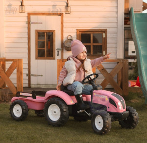 FALK Traktor Country Star Różowy na Pedały + Przyczepka i Klakson 2-5Lat.