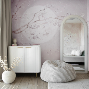 Tapeta MAGNOLIA - lavender - fioletowa tapeta dla nastolatki w kwiaty magnolii