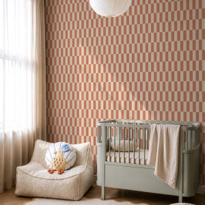 Tapeta Klocki Retro Terakota – tapeta do pokoju dziecka