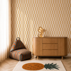 Tapeta Klocki Retro Żółta Dekorillo – tapeta do pokoju dziecka