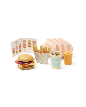 KID'S CONCEPT - drewniany zestaw do zabawy w retaurację „menu hamburgerowe”