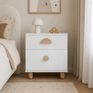 Szafka nocna LOFT z dwiema szufladami – 57 cm - Biała