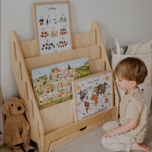 Biblioteczka Montessori dla dzieci MIA L naturalna-sosnowa