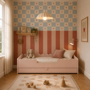 Łóżko dziecięce Montessori 80x160 z szufladą – Vintage Rose