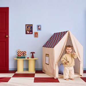 KID'S CONCEPT - namiot, domek z dachem w kratkę, błękitny