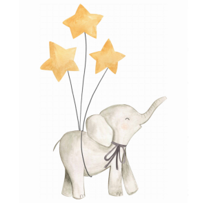 Naklejka do pokoju dziecka Elephant with Balloons 130x84cm