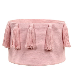 Pojemnik na zabawki Basket Tassels Pink
