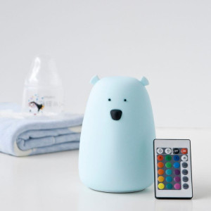 Lampka nocna z pilotem dla dzieci - Miś duży niebieski z pilotem - Animal Lamp Rabbit&Friends