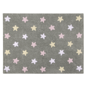 Dywan bawełniany do prania w pralce Tricolor Star Grey/Rosa