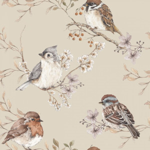 Tapeta do pokoju dziecięcego - Birds Beige
