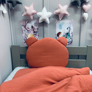 Muślinowa pościel z wypełnieniem Karmelowa w Złote Kropki