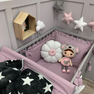 Pościel z falbanką Szara Lawenda