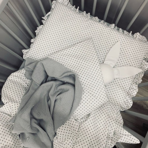 Komplet pościel z wypełnieniem Biała w Szare Kropki - wymiary