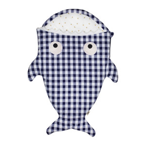 Baby Bites Shark Blue Vichy letni śpiworek dla noworodka i niemowlaka (1-18 miesięcy)