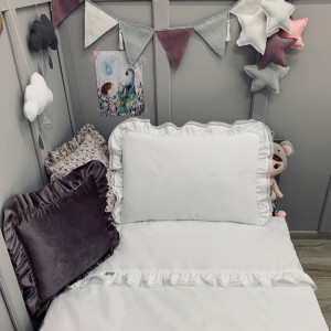 Komplet pościeli z wypełnieniem Biały z Koronką