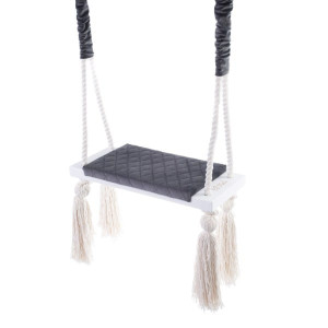 Drewniana huśtawka dla dzieci Biało Grafitowa