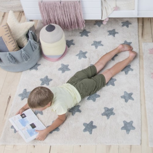 Dywan do prania w pralce Stars Natural - Vintage Blue