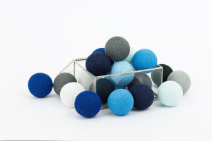 Lampki dla dzieci kule Cotton Balls Blackness Blue - różne rozmiary