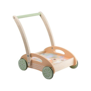 Drewniany wózek pchacz z klockami The Wildies Fami