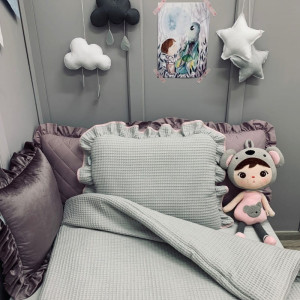 Komplet pościeli wafelkowej z wypełnieniem Szary