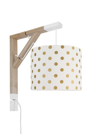 Lampa wisząca na ścianę kinkiet dla dzieci Simple Złote Grochy