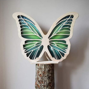 Drewniana lampka Led dla dzieci Motyl Zielony