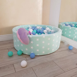 Suchy basen z piłeczkami Miętowy w Gwiazdki, 200 piłeczek - zabawki kreatywne