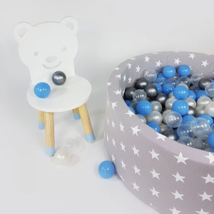 Suchy basen z piłeczkami Szary w Gwiazdki, 200 piłeczek - zabawki kreatywne