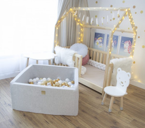 Suchy Basen z Piłeczkami 200 szt Kwadratowy, Jasnoszary