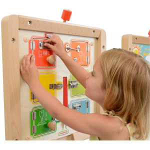 Drewniana ścienna tablic manipulacyjna Nauka Otwierania Zamków - 6 sejfów Masterkidz