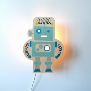 Drewniana lampka dla dzieci Robot