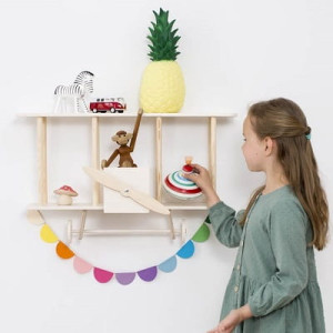 Drewniana półka do pokoju dziecięcego Samolot Biała