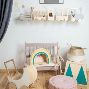 Drewniana półka Ciuchcia Naturalna