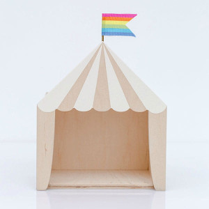 Półka Cyrk Biało Drewniana