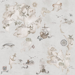 Tapeta do pokoju dziecka Mapa Stories from the Sea Color