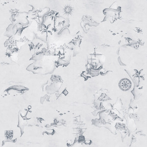 Tapeta do pokoju dziecka Mapa Stories from the Sea Blue
