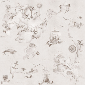 Tapeta do pokoju dziecka Mapa Stories from the Sea Sepia
