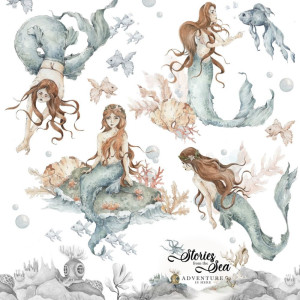 Dziecięce naklejki ścienne Syrenki / Stories from the Sea