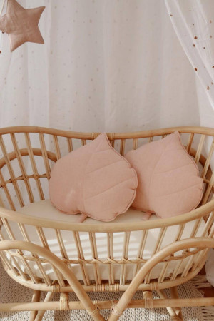 Lniana poduszka liść "light pink"