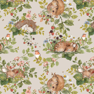 Dziecięca tapeta - Little Sleepy Animals Beż